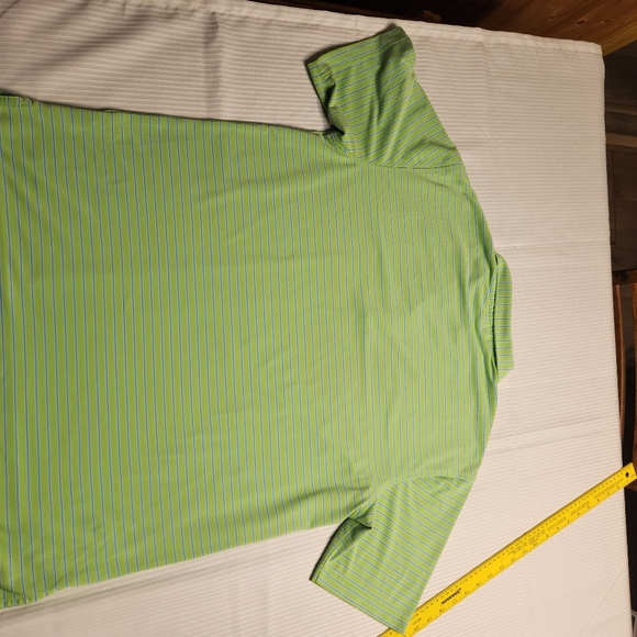 Peter Millar Men's Summer Comfort Polo Green w Blue stripes Sz Med - Picture 5 of 8